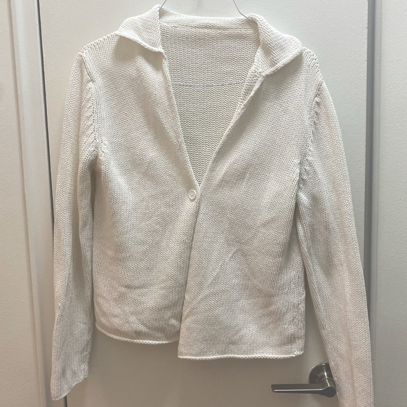 Single-button knit cardigan with collar - Picture 2 of 3
